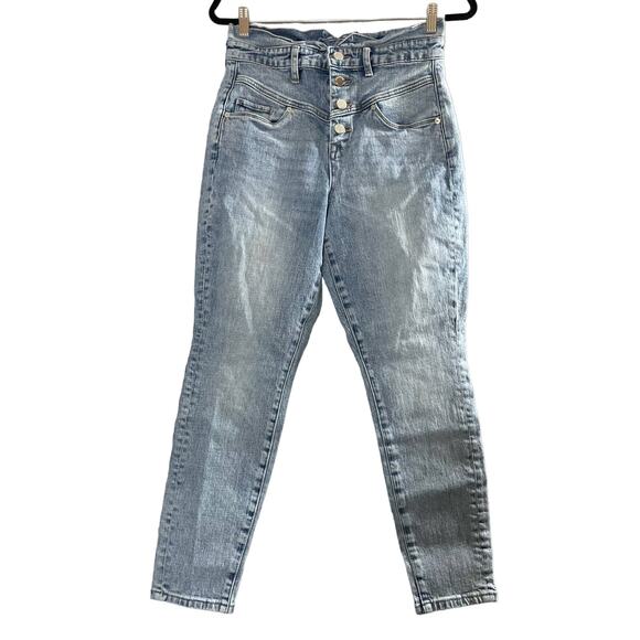 Blank NYC Light Wash Retro Style Skinny Leg Yoke Jeans - Size 30 - Button Fly - Picture 1 of 7